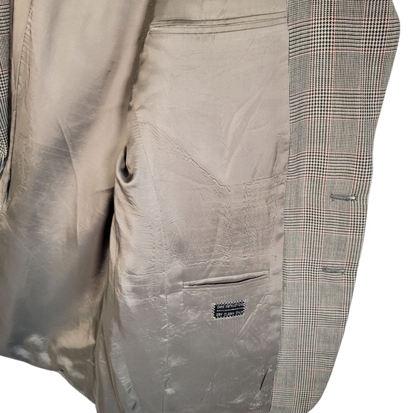 Vtg Valentino Uomo 40R Gray Red Glen Plaid Wool Blazer Italy Sport Coat Jacket - Picture 8 of 11